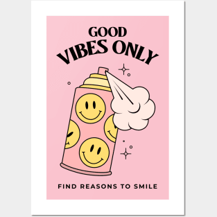 Smile Good Vibes Only Smiley Face Happy Stay Positive Posters and Art